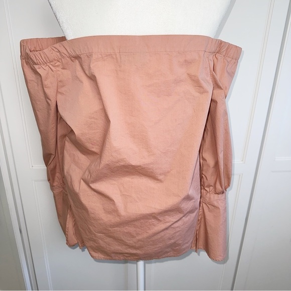 Bobeau Off the Shoulder Coye Flare Cuffs Poplin Shirt Large Melon Pink - Picture 6 of 11